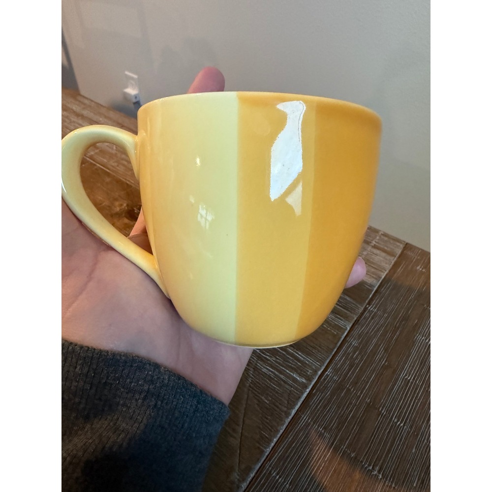 Starbucks Coffee 2005 Two Tone Orange Yellow Color Block Ceramic Mug Large 16oz